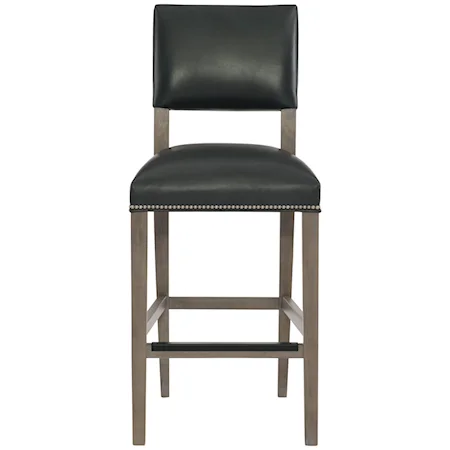 Upholstered Bar Stool with Nailhead Trim